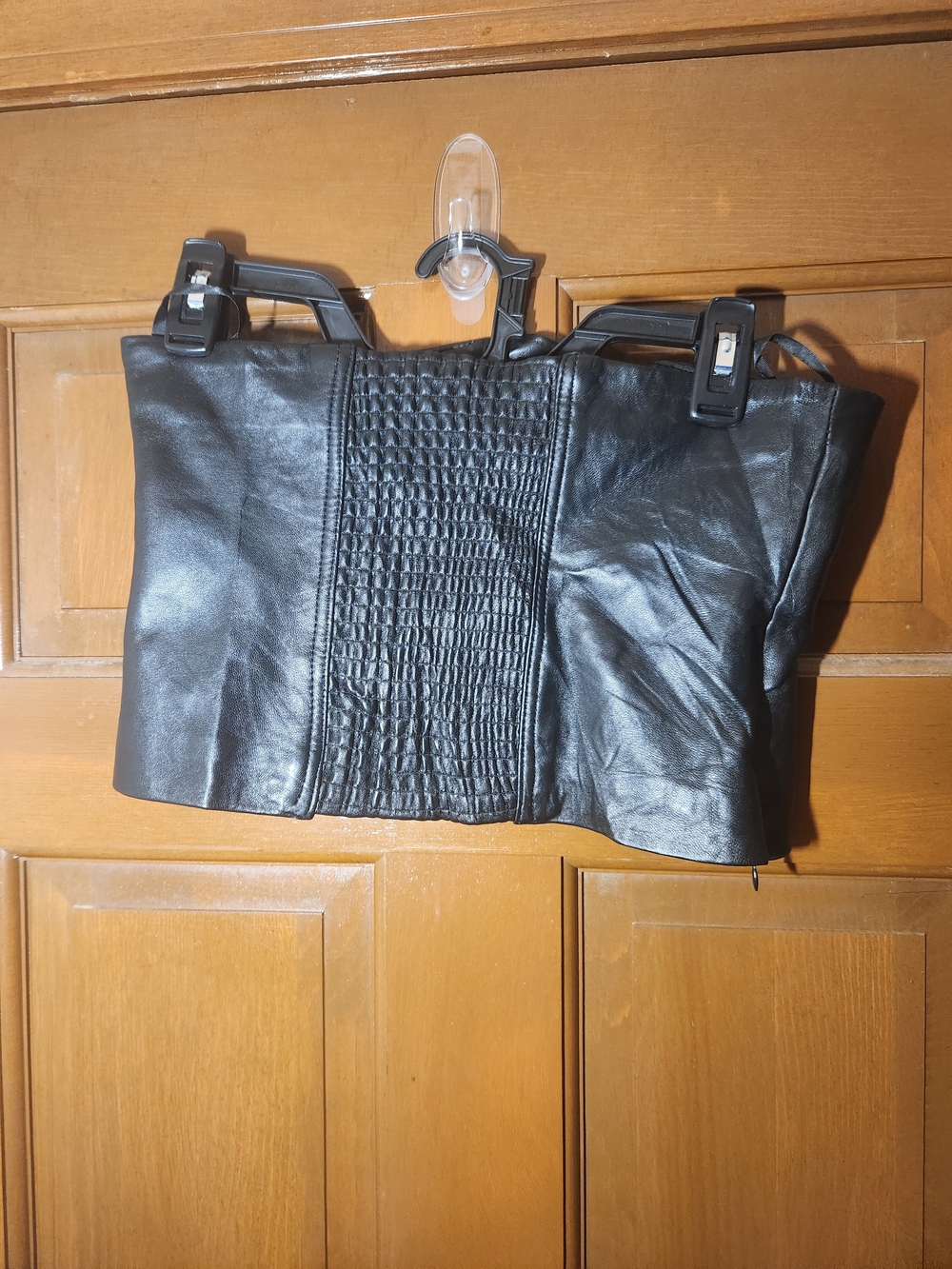 Zara Black 100% Leather Corset Bustier Top Size M NWT